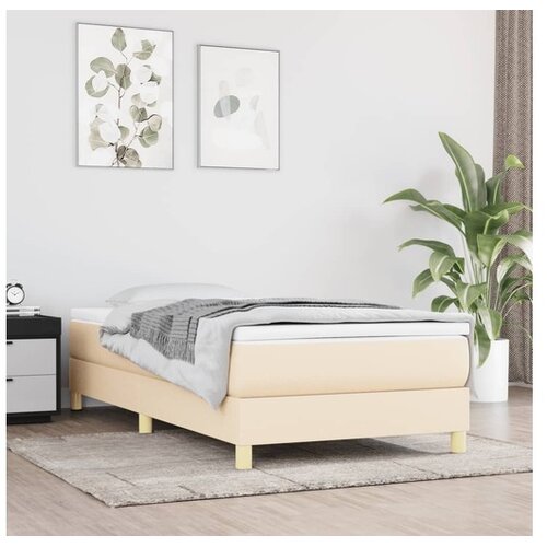  Box spring postelja z vzmetnico krem 90x200 cm blago Cene