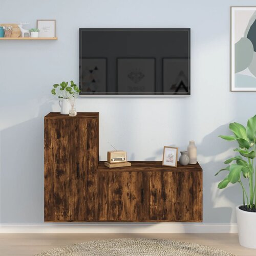 vidaXL 2-dijelni set TV ormarića boja dimljenog hrasta drveni Cijene