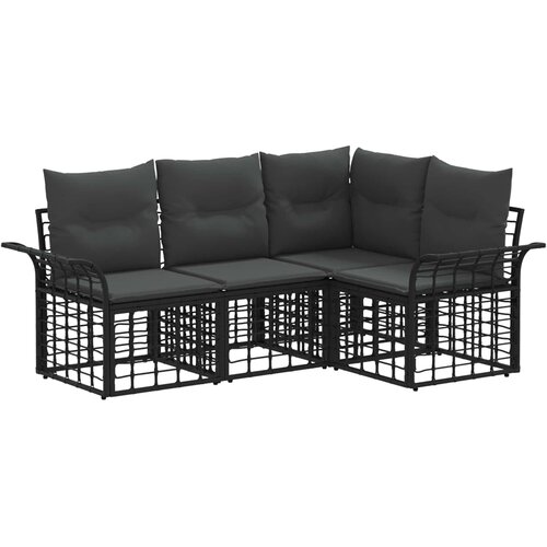  Set vanjskih sofa 4 kom. Crna i tamno siva Poliester Slike