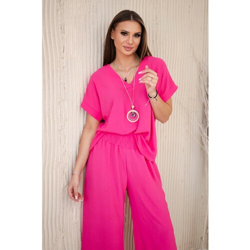 Kesi Włoski Set with necklace blouse + pants pink Cene
