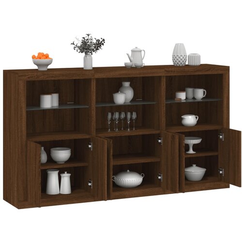  The Living Store Komoda z LED lučkami dimljen rjav hrast 181,5x37x100 cm - Komoda, (21448255) Slike