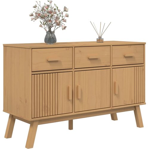  Komoda OLDEN smeđa 114 x 43 x 73,5 cm od masivne borovine Slike
