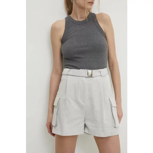 Answear Lab Kratke hlače za žene, boja: siva, bez uzorka, visoki struk