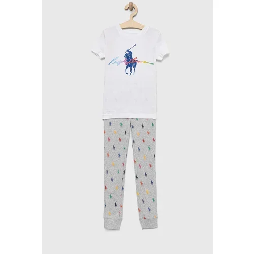 Polo Ralph Lauren Dječja pamučna pidžama boja: siva, s uzorkom