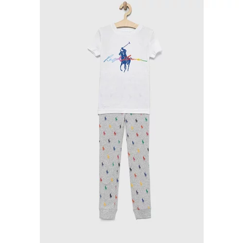 Polo Ralph Lauren Dječja pamučna pidžama boja: siva, s uzorkom