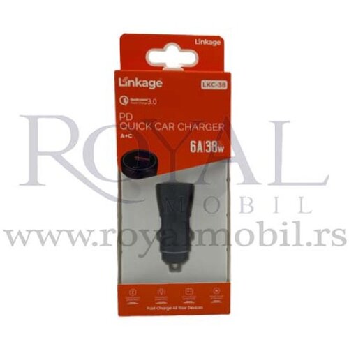  auto punjač (kuciste) linkage LKC-38 6A 38W crni Cene