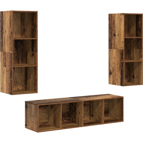 Set TV stalka s policom Zidne s pohranom 3 pcs Staro drvo 37 x 37 x 142.5 cm Slike