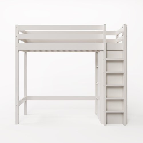 Lumor Postelja Mezzanine 90x200 cm z omaro in 6 policami, MDF in lesene plo&amp;scaron;če, bela (brez vzmetnice), (22156252) Slike