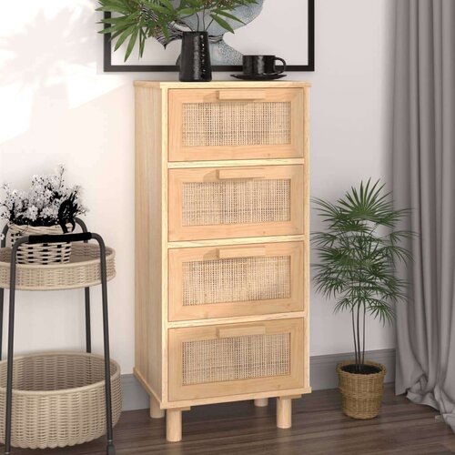  Komoda smeđa 40 x 30 x 90 cm masivna borovina i prirodni ratan Cijene