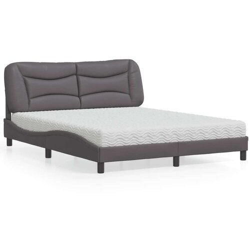  Krevet s madracem sivi 160 x 200 cm od umjetne kože Slike