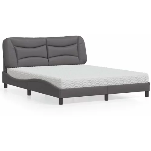  Krevet s madracem sivi 160 x 200 cm od umjetne kože