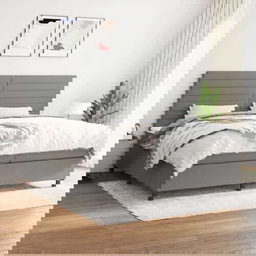  Box spring postelja z vzmetnico temno siva 200x200 cm blago, (20851606) Cene