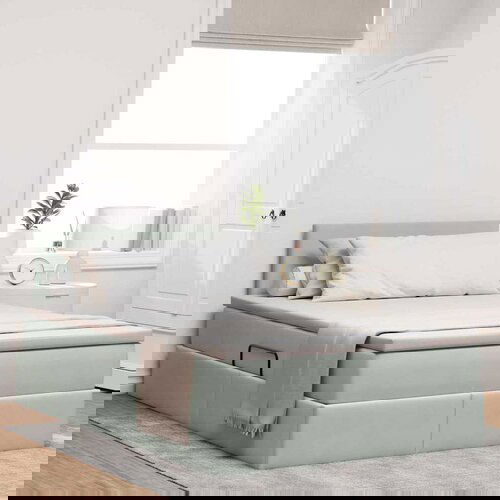 VidaXL Krevet S LED lampica Svijetlo siva 120 x 200 cm Bar&amp;scaron;un Slike