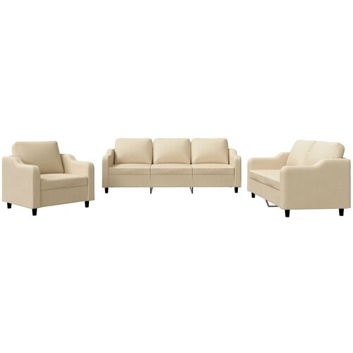 vidaXL 3-dijelni set sofa s jastucima krem od tkanine Cijene