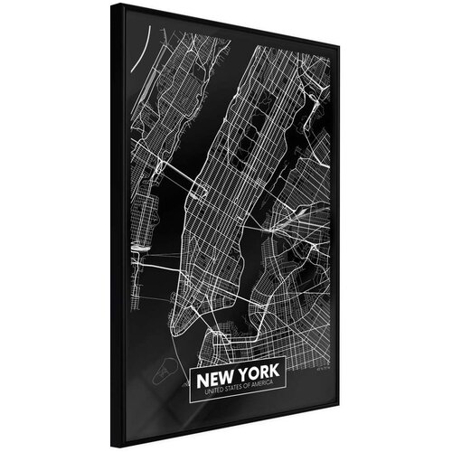  Poster - City Map: New York (Dark) 40x60 Slike