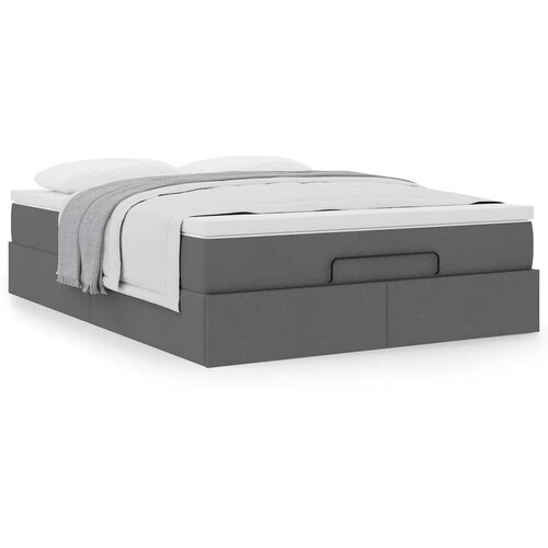 vidaXL Otomanski okvir kreveta s madraca tamnosivi 140x200cm tkanine Cijene