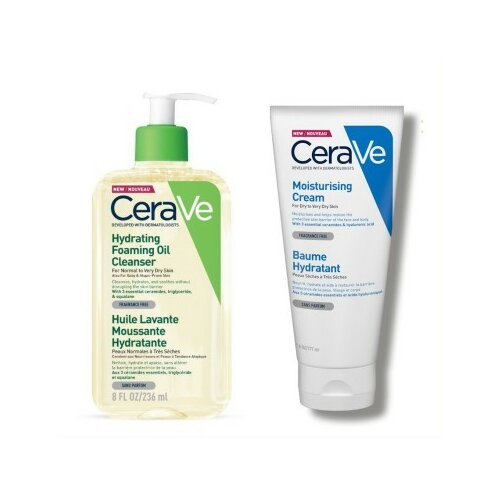 CeraVe Hydrating Oil Cleanser 236 ml + Moisturizing Cream 177 ml Cene