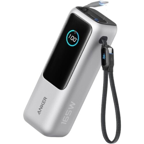 Anker 25000mAh, 165W, sa ugradjenim USB-C kablom na izvlačenje, Power Bank za laptop srebrni Slike