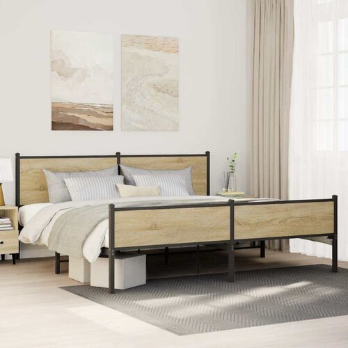  Metalni okvir kreveta bez madraca boja hrasta sonome 193x203 cm Cijene