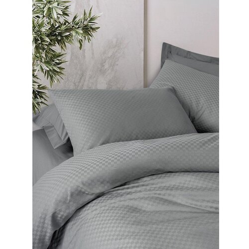 Mila Home Luxury Siva posteljina za krevet za jednu osobu od renforce pamuka 140x200 cm Checkered &amp;ndash; Slike