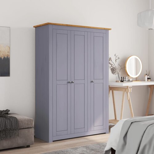 The Living Store Garderobna omara s 3 vrati siva 118x50x171,5 cm borovina Panama - Garderobna Omara, (21434280) Slike