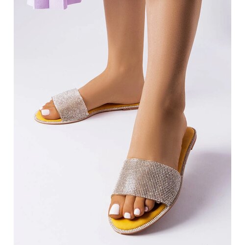 Gemre Yellow flip-flops adorned with rhinestones Guilmette Cene