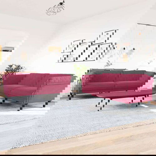  2-dijelni set sofa crvena boja vina baršunasti Cijene