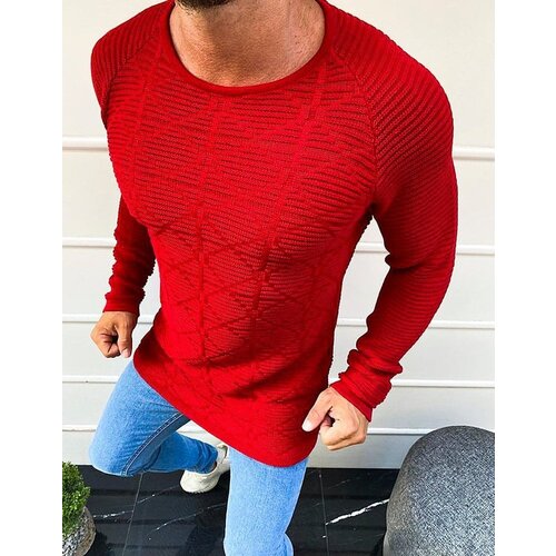 DStreet Sweter męski wkładany przez głowę czerwony Cene