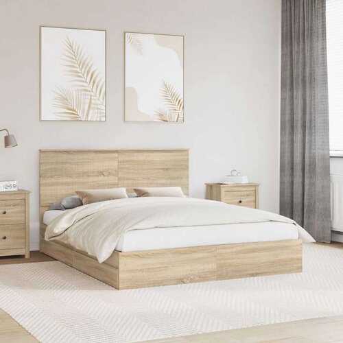  Postelja s shranjevanjem z vzglavjem Sonoma hrast 160 x 200 cm, (5000106283) Cene