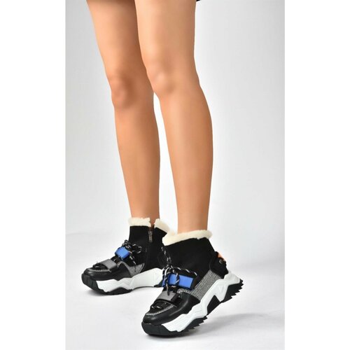 Fox Shoes Gray Black High Sole Ankle Length Women's Sneakers Slike