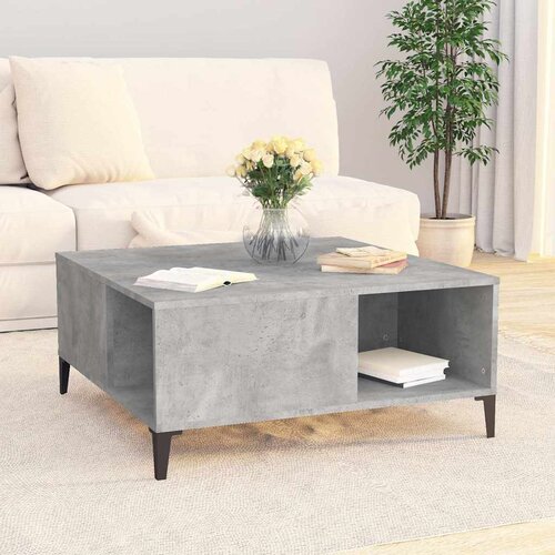  Stolić za kavu boja betona 80 x 80 x 36,5 cm konstruirano drvo Siva Slike