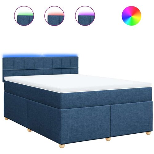 VidaXL Krevet s oprugama i madracem plavi 160x200 cm od tkanine Slike