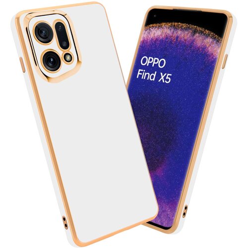 Cadorabo Ohi&scaron;je, združljivo z Oppo FIND X5 in ble&scaron;čeča bela - zlata - Za&scaron;čitni ovitek iz prožnega silikona TPU in z za&scaron;čito kamere, (20860291) Cene