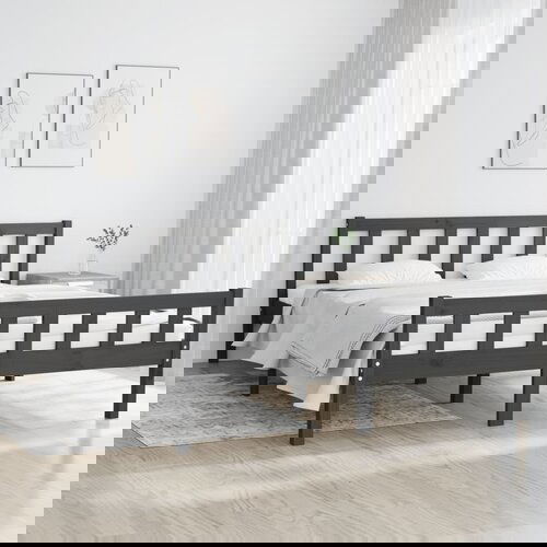 Furnova Posteljni okvir siv iz trdnega lesa 120x200 cm, (21935628) Slike