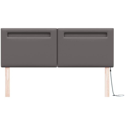  LED glava kreveta Siva 144 cm Lažna koža Slike