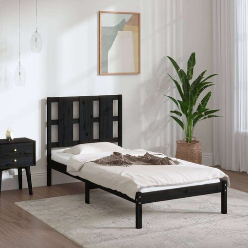  Posteljni okvir črn iz trdne borovine 100x200 cm, (20684420) Slike