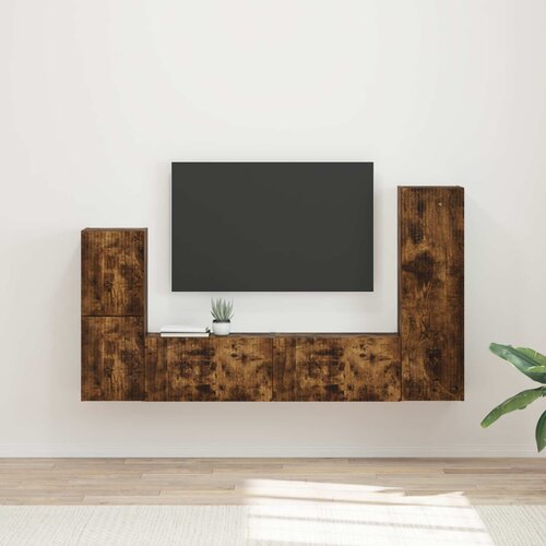  Set TV komoda Zidne 4 pcs Dimljeni hrast Konstruirano drvo Cene