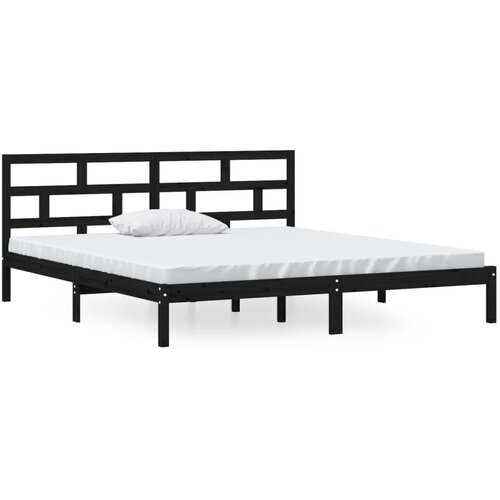 Okvir za krevet od masivnog drva crni 140 x 190 cm Slike