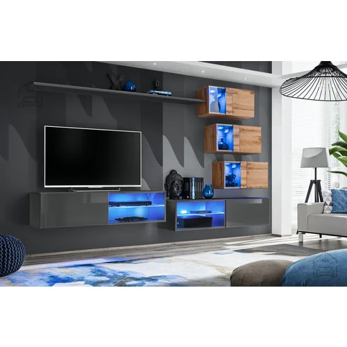 ASM Meble Dnevni TV regal Switch XXIV 260 cm LED - grafit/votan