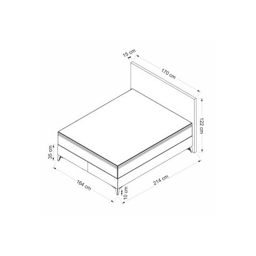 Hanah home Okvir kreveta Samira, 164x122x200 cm, Siva Slike