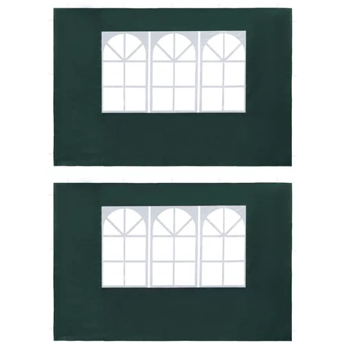 vidaXL Stranice za šotor za zabave 2 kosa z okni PE zelene barve