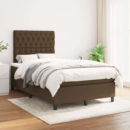  Krevet s oprugama i madracem tamnosmeđi 120 x 200 cm od tkanine Cijene