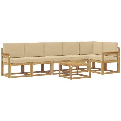 vidaXL Zunanja garnitura za sedenje 7 pcs Bela in bež Poliester, (5000281808) Cene