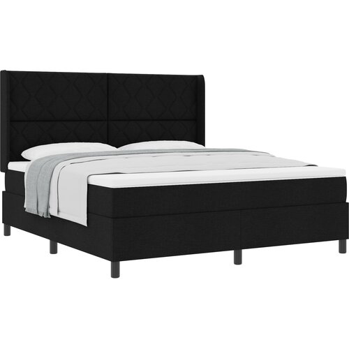 vidaXL Box spring krevet s jastukom Crna 200 x 180 cm tkanina - Crna 180 x 200 cm Dizajn s rombovima Cene