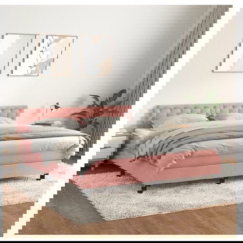 VidaXL Krevet s oprugama i madracem ružičasti 180x200 cm bar&amp;scaron;unasti Slike