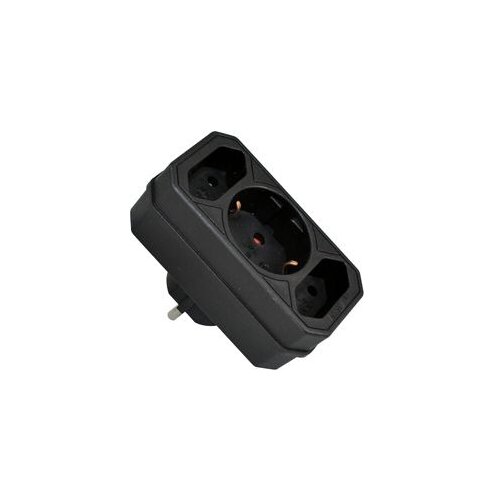  Utikač adapter 'T' kombinirani 2xEURO 1xŠuko crni Cene