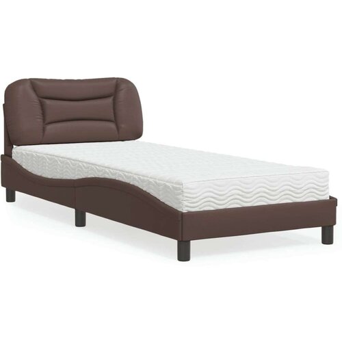  Postelja z vzmetnico rjava 90x200 cm umetno usnje, (21166083) Slike