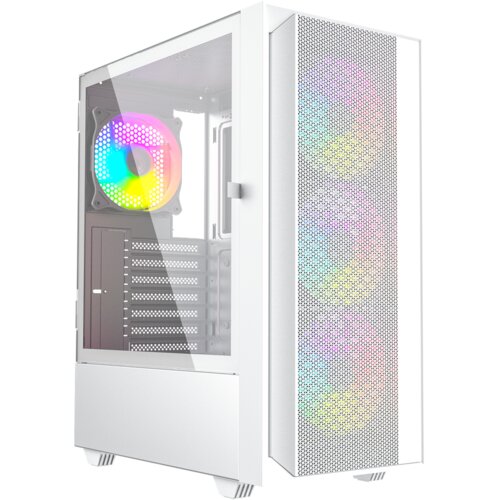 Gembird Fornax 4000W ARGB gaming ATX computer case, Midi Tower, backlight, White Slike