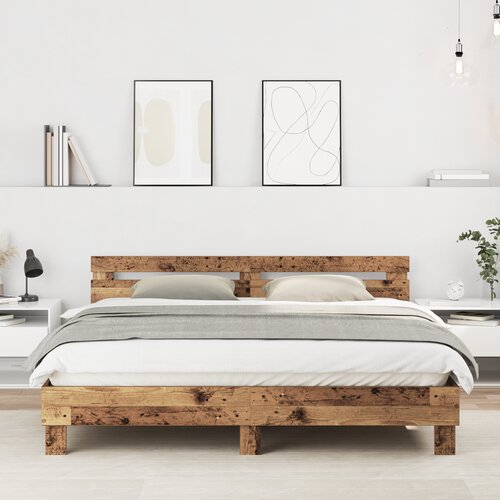 vidaXL Krevetna konstrukcija s uzglavljem Staro drvo 180 x 200 cm Cene