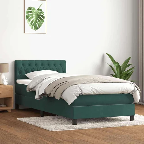 Box Spring krevet s madracem tamnozeleni 80x210 cm baršun